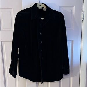 L.L. Bean Black Velvet Button-Up Shirt